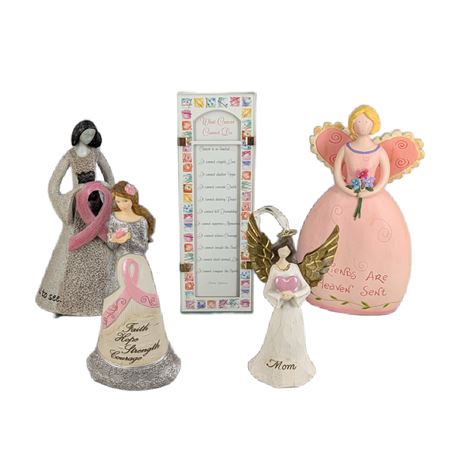 Lot Angels Breast Cancer Awareness Figurines