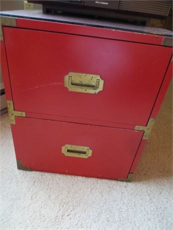 2 Drawer Red Wood File Cabinet