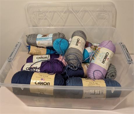 Lot Caron Yarn + Storage Container