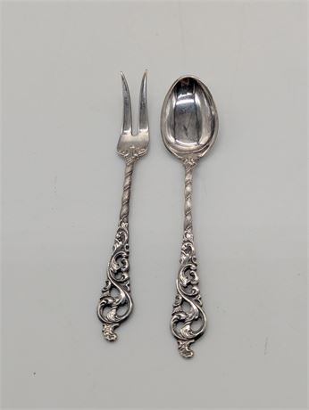 Lot 2 Marked Silver Cocktail Spoon and Fork 830 silver