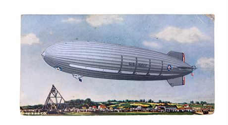 1930s U.S.S. Akron Navy Airship Dirigible 7 3/8” Goodyear Zeppelin Card