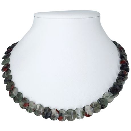 Artisan Made Blood Agate Disc Bead Necklace