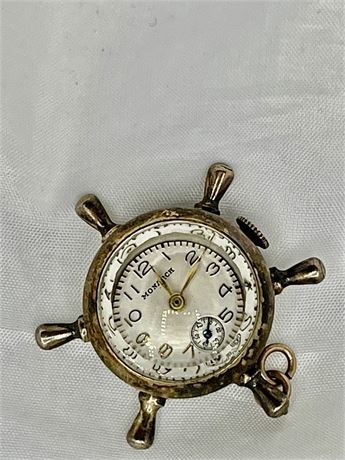 Vintage Ships wheel pendant watch  10kt  RGP