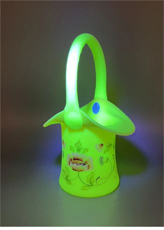 Fenton Burmese Hand Painted Basket
