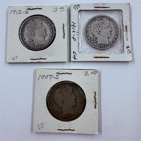 3 Barber Half Dollars