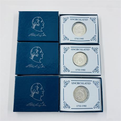 3 UNC George Washington Silver Half Dollars