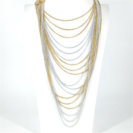 Multi-Strand Gold-Tone and Silver-Tone Necklace, Layered Look