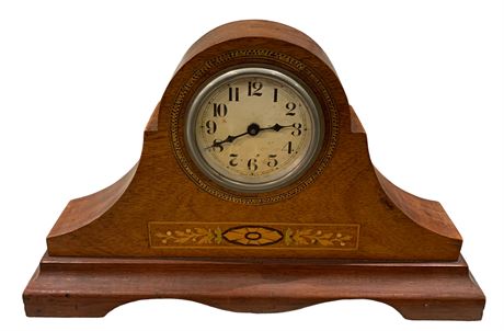 Fine Marquetry Intricately Inlaid Vintage Mantel Clock