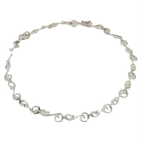 Silver-Tone Scroll Link Bracelet with Hook Clasp