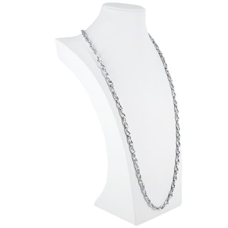 Signed Vintage SARAH COVENTRY 36" Silver Tone Lightweight Rope Chain Necklace