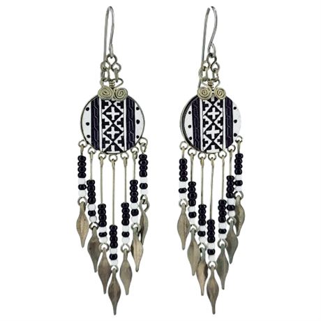 Vintage Southwestern Design Beaded Dangle Earrings