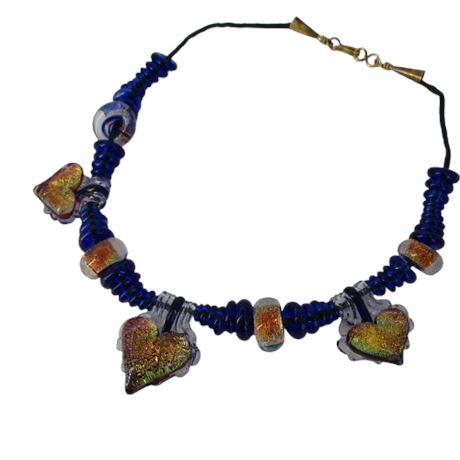 Artisan Crafted GLASS HEARTS Necklace