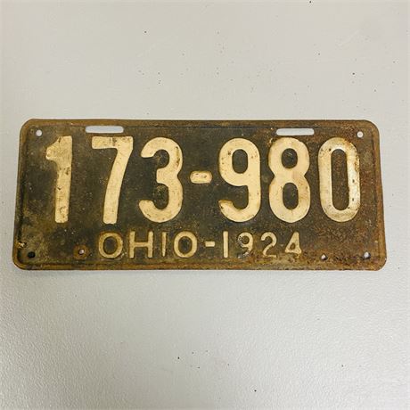 1924 Ohio License Plate
