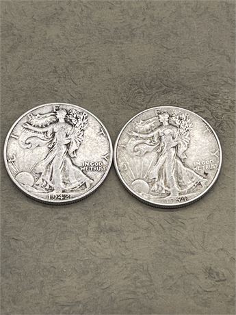 1942 & 1944 Walking Liberty Half Dollars