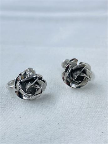Vtg Sterling Rose Earrings