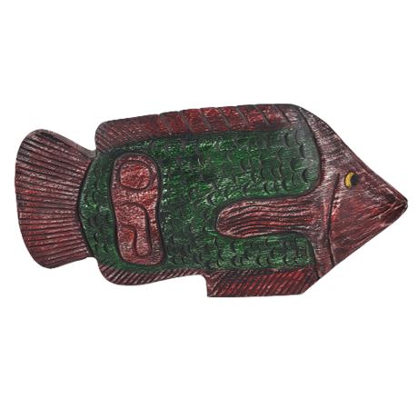 Hand Painted & Carved Wooden Fish