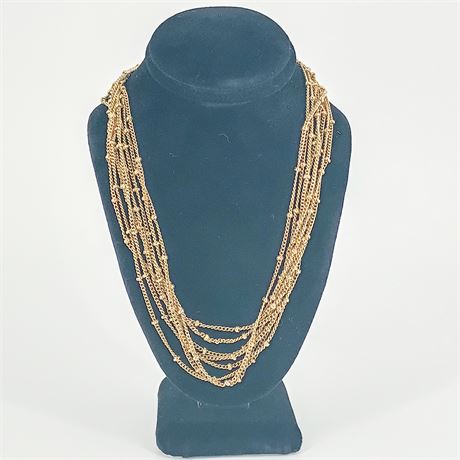 Gloria Vanderbilt Gold-Tone Braided Chain Necklace – Adjustable Length – Signed