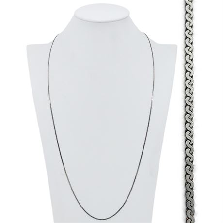 Vintage 30" Sterling Silver Serpentine Chain