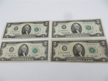 $2 Silver Certificates 1976 x 4