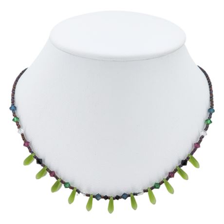 Artisan Made Glass & Crystal Beaded Necklace