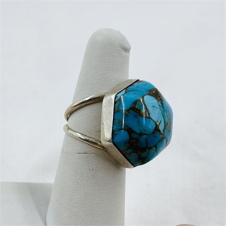 Vtg 12g Sterling Turquoise Ring Size 6.25