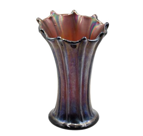 VTG Amber & Purple Iridescent Vase