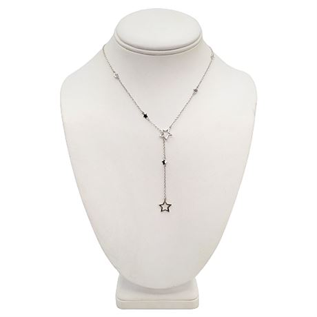 Sterling Silver Satellite Stars Lariat Y-Drop Necklace