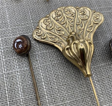 8 Antique to Vintage Costume Jewelry Stick Pins