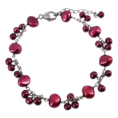 Signed HONORA Sterling Silver Freshwater Pearl Bracelet