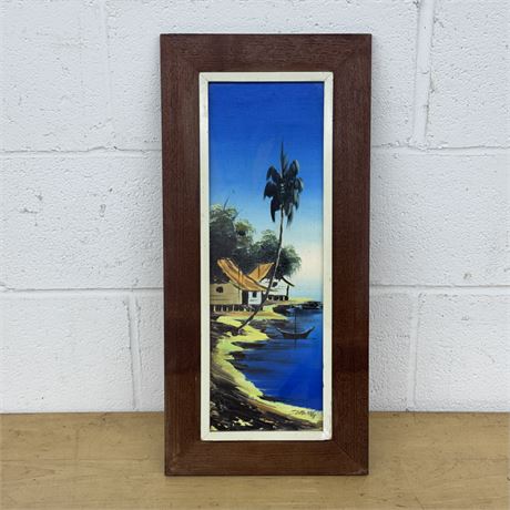Coast Line Scene - Oil On Board - Signed