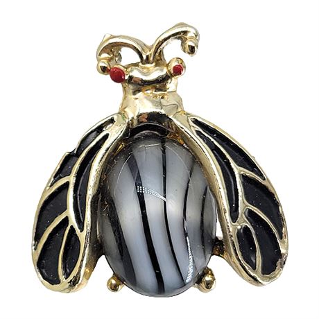 Vintage Striped Jelly Belly Insect Brooch