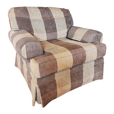 Berne Furniture Taupe Check Overstuffed Arm Chair
