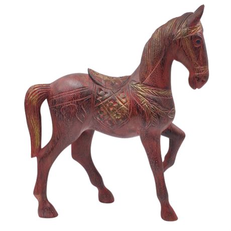 Large 15" Wood Horse Statue