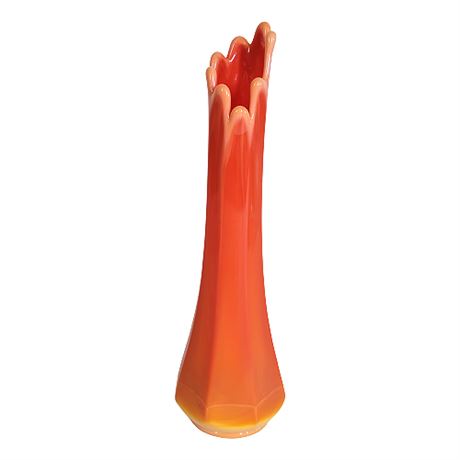 Mid-Century L.E. Smith Bittersweet Orange 13" Swung Glass Vase