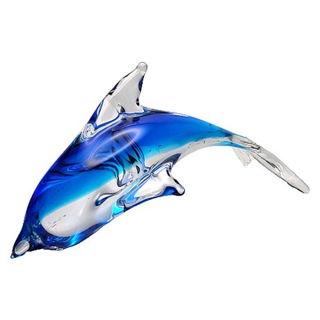 Large 9" Fifth Ave Crystal Art Glass Dolphin