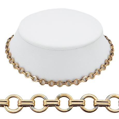 Vintage Gold Tone Link & Connector Chain Choker Necklace
