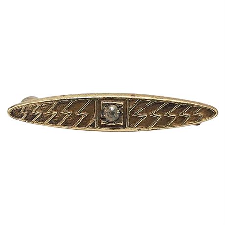 Vintage Art Deco Lightning Bolts & Rhinestone Mini Bar Brooch