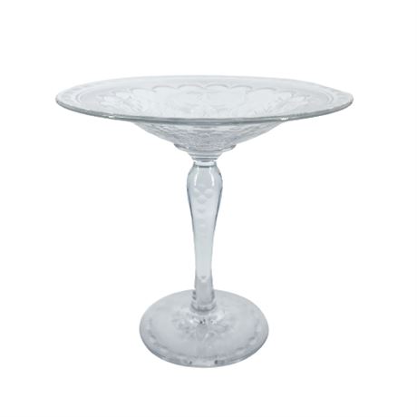 Ornately Etched Crystal Compote