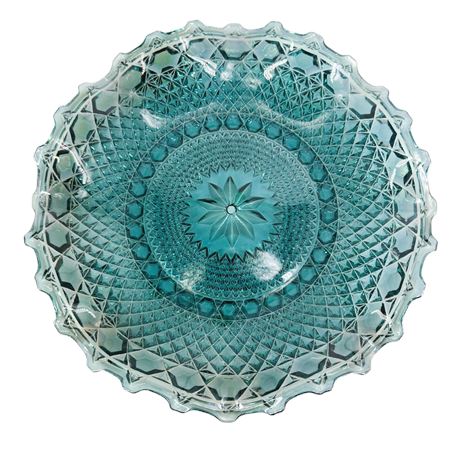 Vintage Indiana Carnival Glass Iridescent Blue Ruffled Bowl