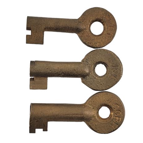 Brass Railroad Keys - Lot of 3