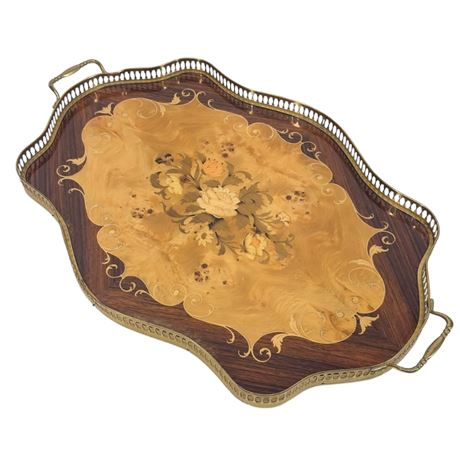 Vintage Lacquered Italian Inlaid Tray