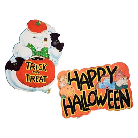 Vintage Flocked Detail Halloween Paper Decorations