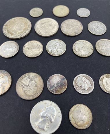 19 Vintage 100% Silver and 90% Silver Coin Lot