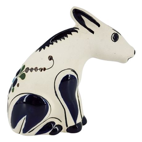 Signed Vicman Manrique Mexican Tonala Pottery Donkey Figurine