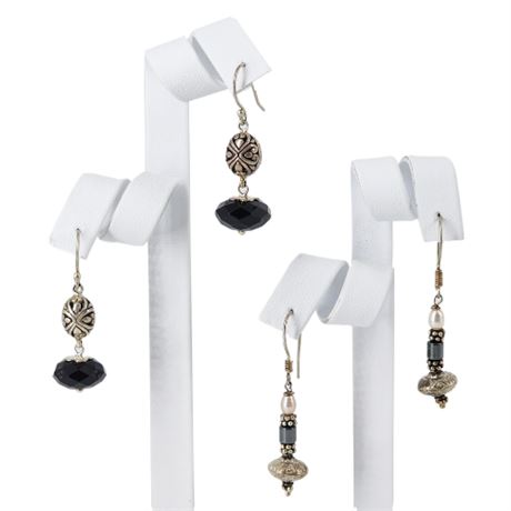 Two Pairs Artisan Made Beaded Earrings