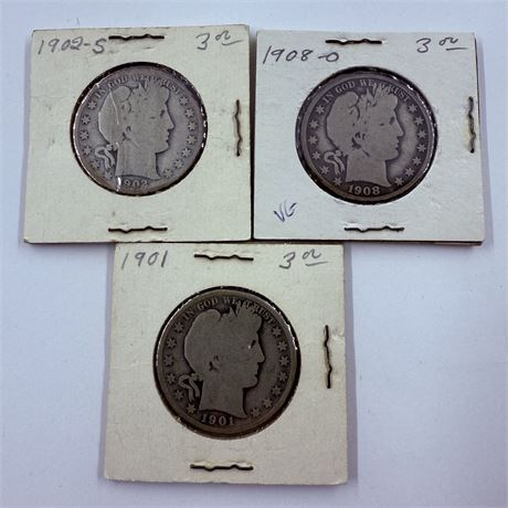 3 Barber Half Dollars