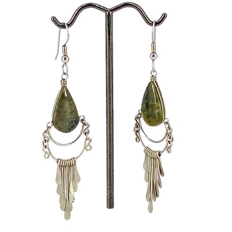 Wire Wrapped Serpentine Fringe Dangle Earrings
