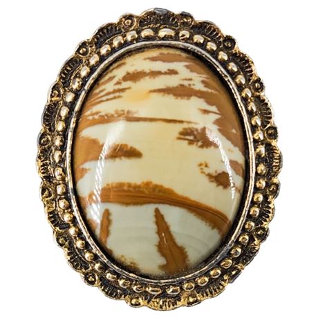 Vintage Painted Desert Jasper Cabochon Brooch