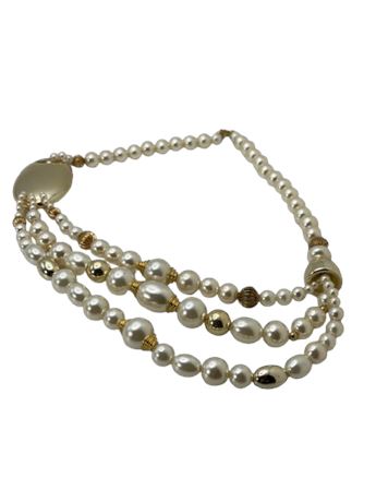 Faux  pearl beaded statement necklace
