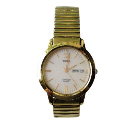 WORKING 2009 Timex Mens Indiglo Day/Date Watch WR30M Cell Stainless CR2016